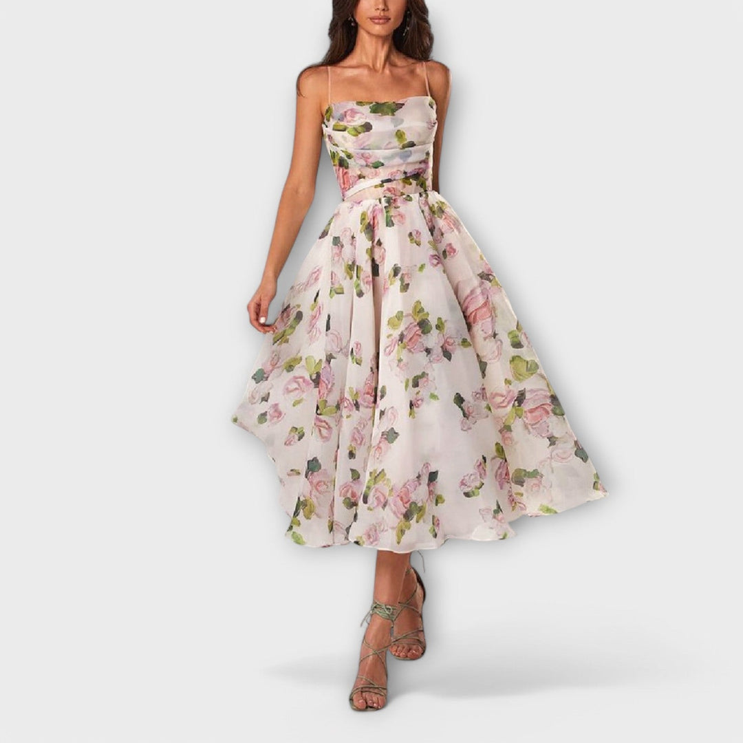 Marini | Raffinato abito midi in chiffon