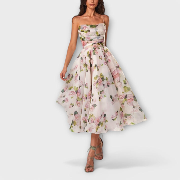 Marini | Raffinato abito midi in chiffon