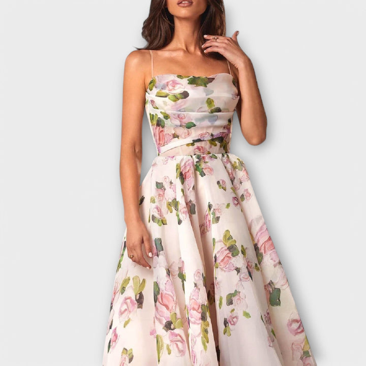 Marini | Raffinato abito midi in chiffon