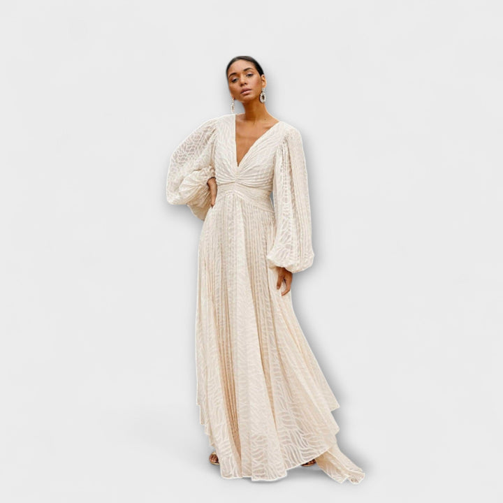 Marini | Raffinato abito maxi in crema