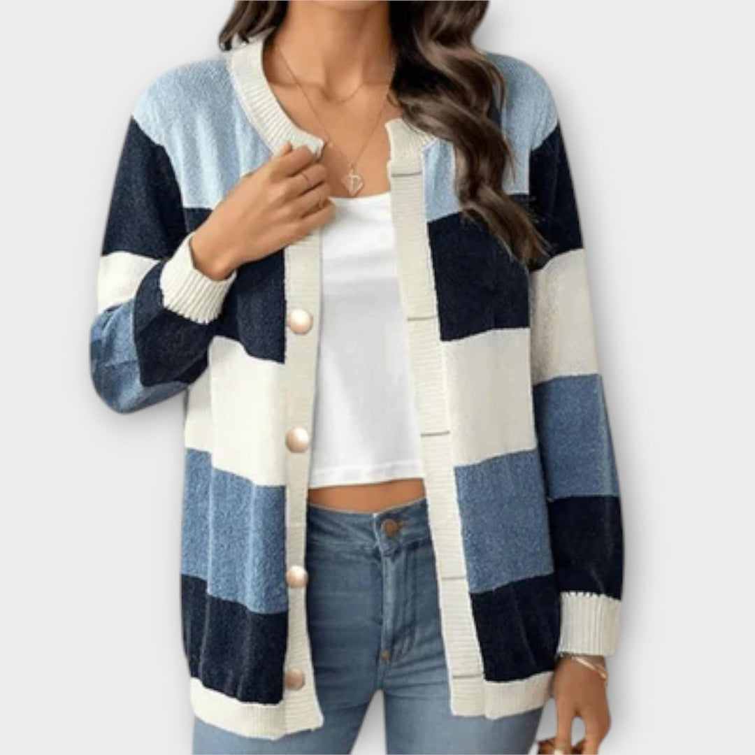 Marini | Raffinato cardigan a righe elegante