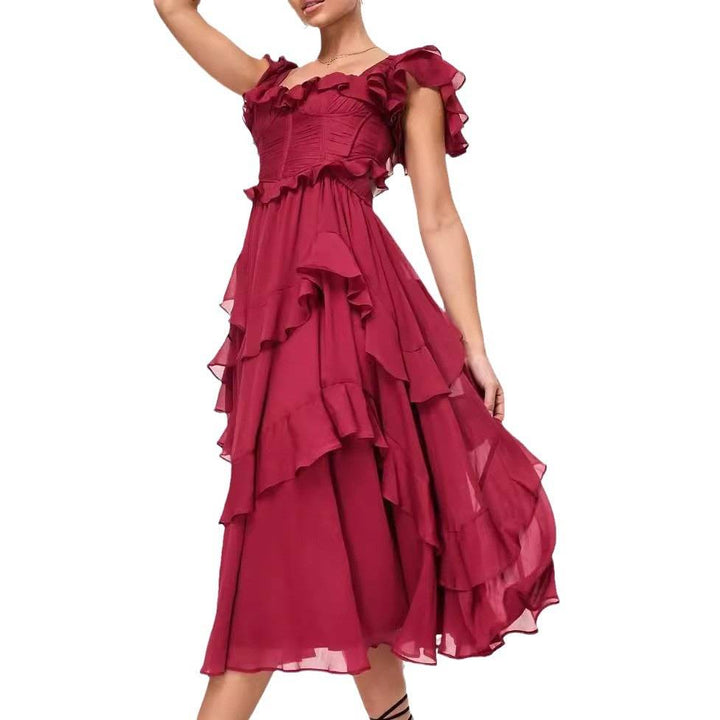 Marini | Abito elegante con dettagli a volant