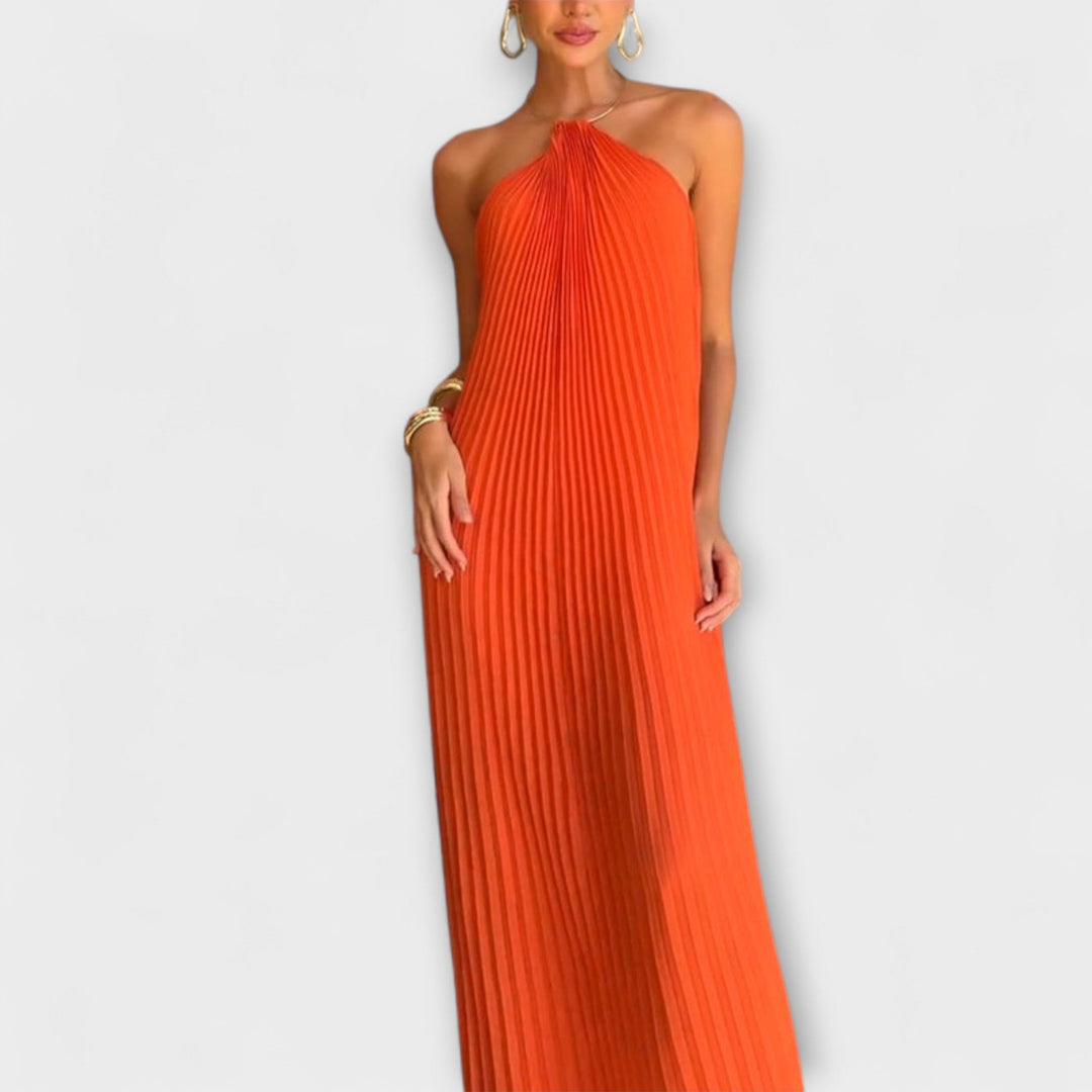 Marini | Abito elegante con scollatura plissè
