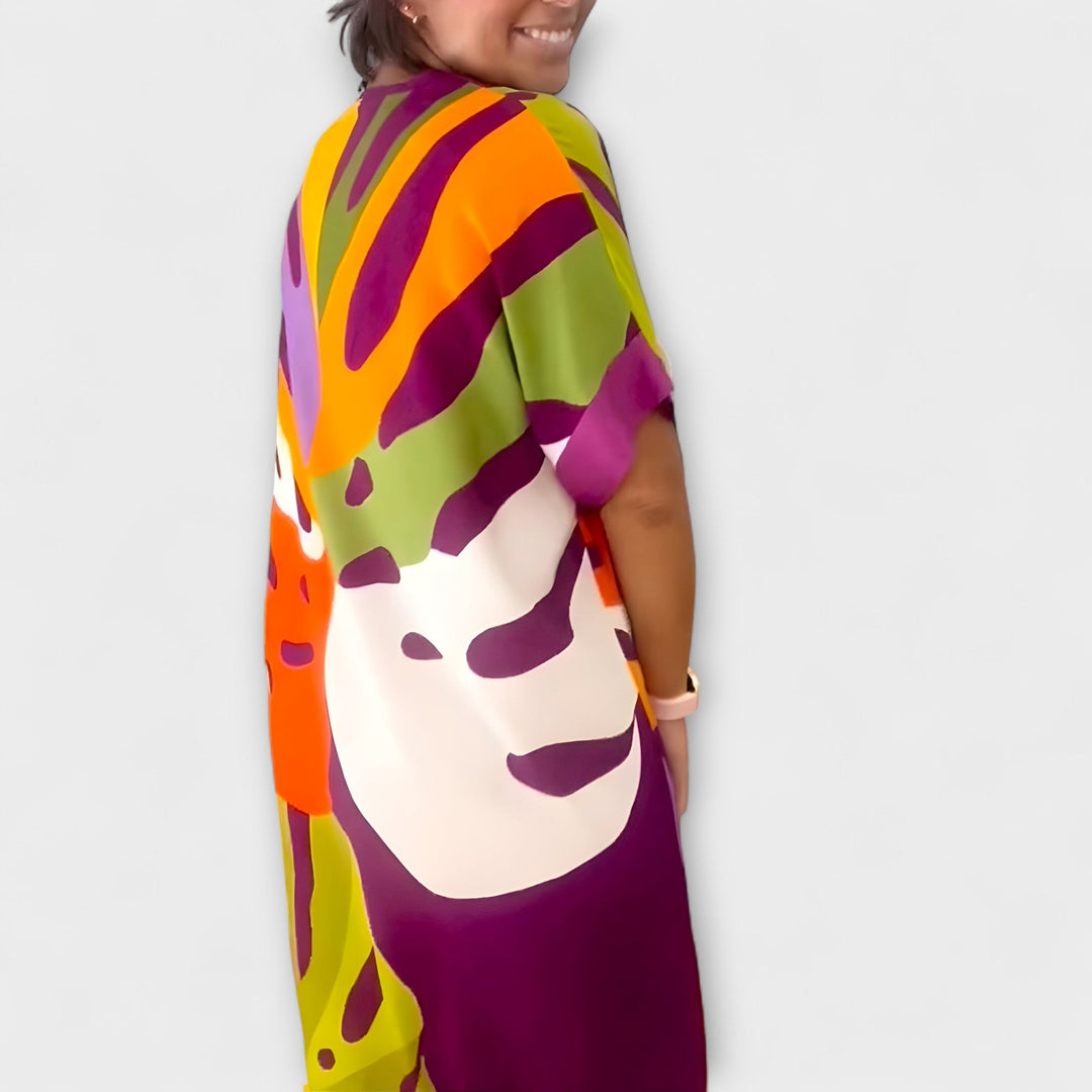 Marini | Abito casual con foglie colorate
