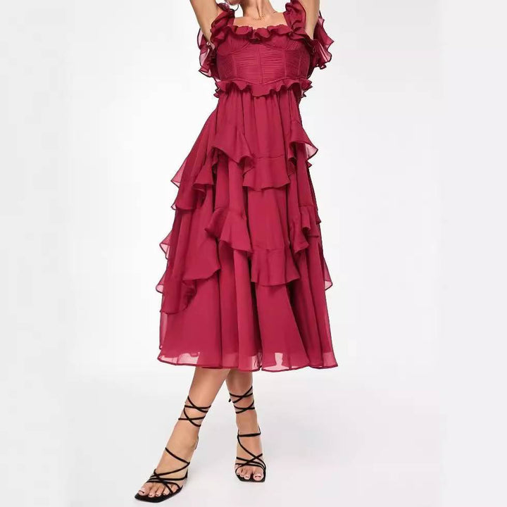 Marini | Abito elegante con dettagli a volant