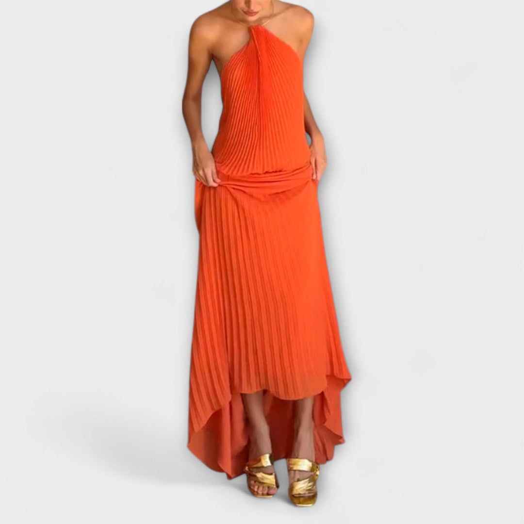 Marini | Abito elegante con scollatura plissè