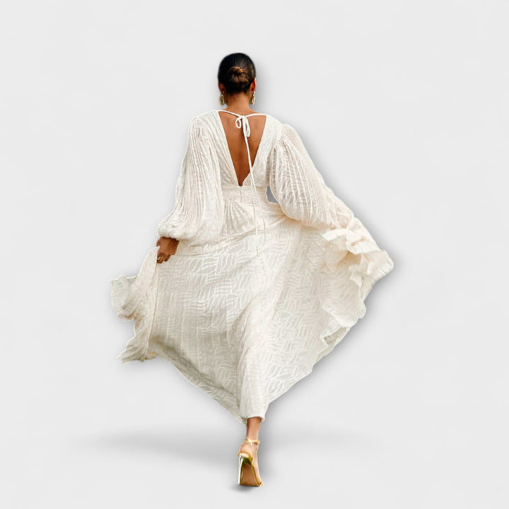 Marini | Raffinato abito maxi in crema