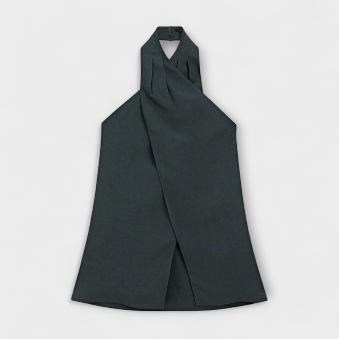 Marini | Top blu con scollatura elegante