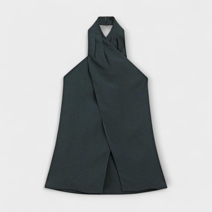 Marini | Top blu con scollatura elegante