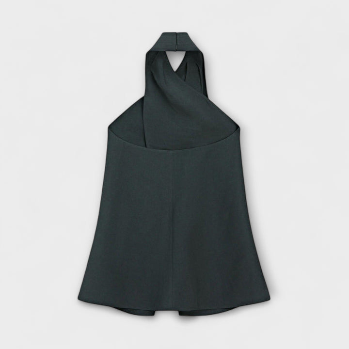 Marini | Top blu con scollatura elegante