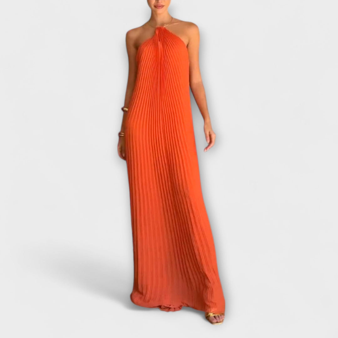Marini | Abito elegante con scollatura plissè