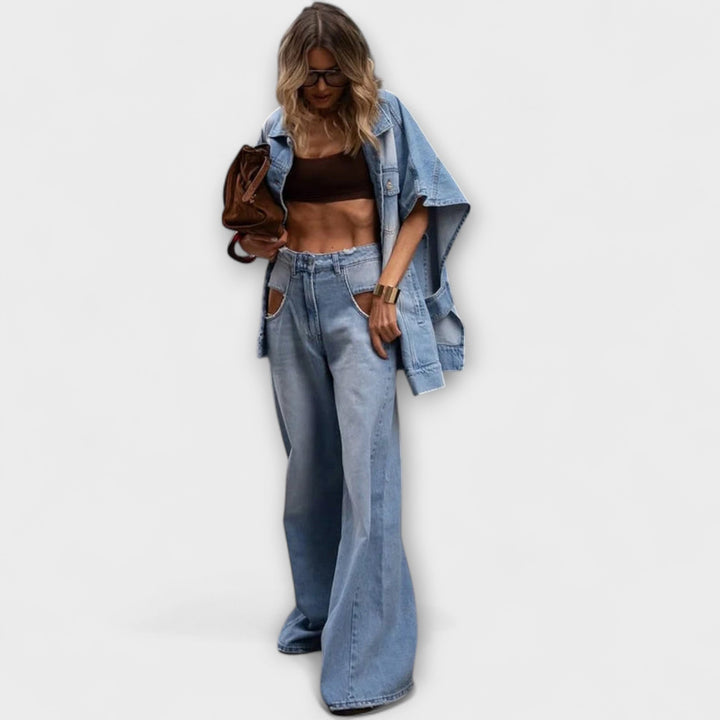 Marini | Set in denim senza maniche