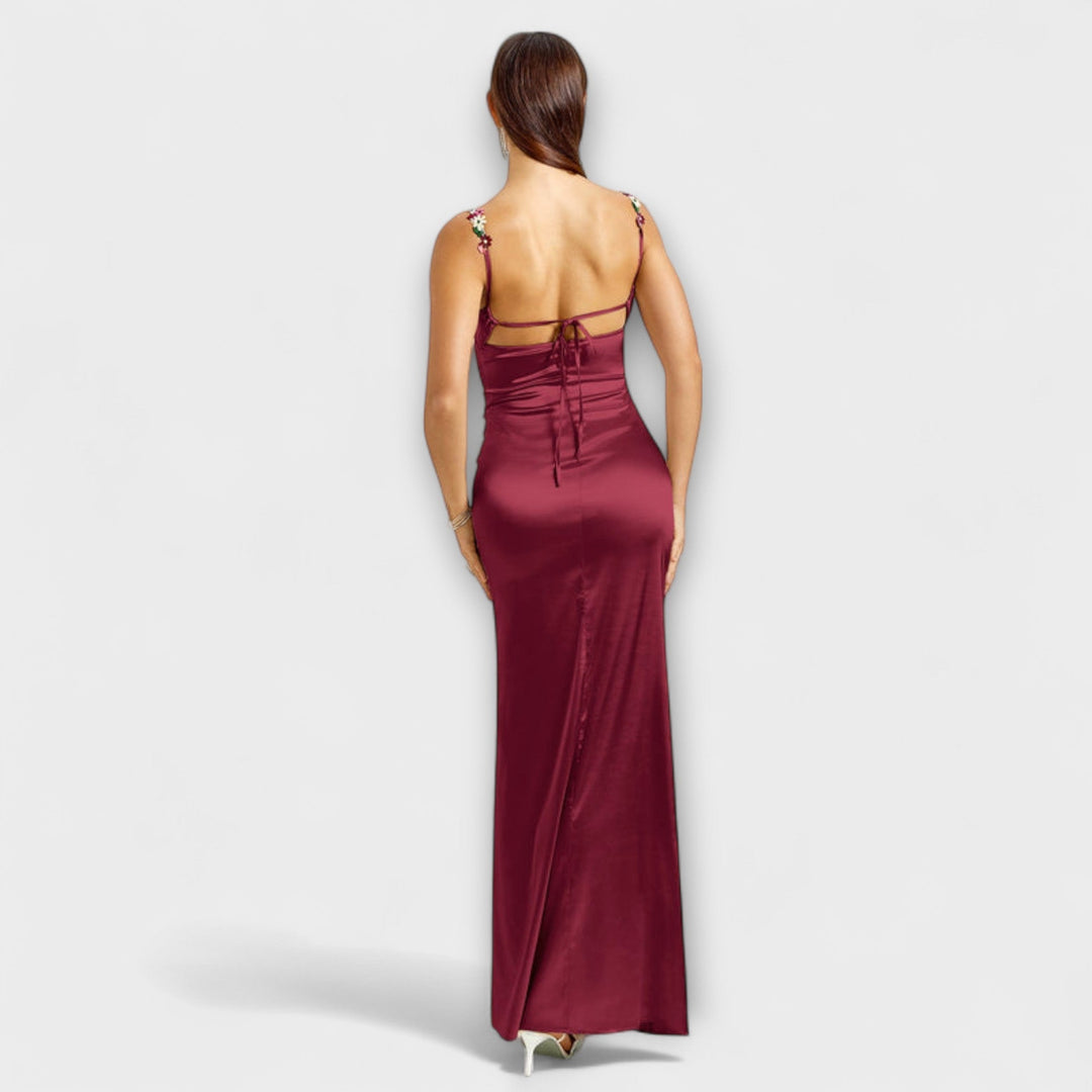 Marini | Abito in satin con lacci