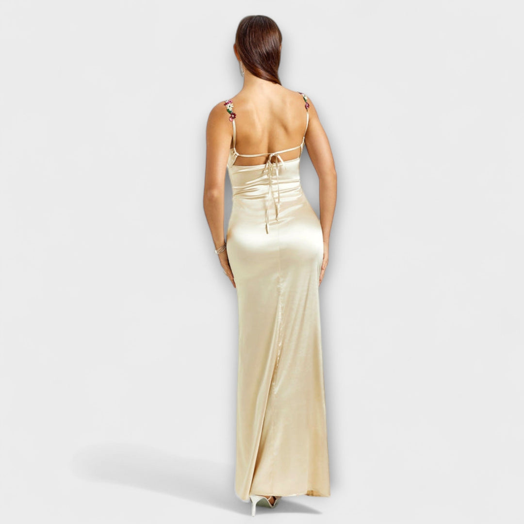 Marini | Abito in satin con lacci