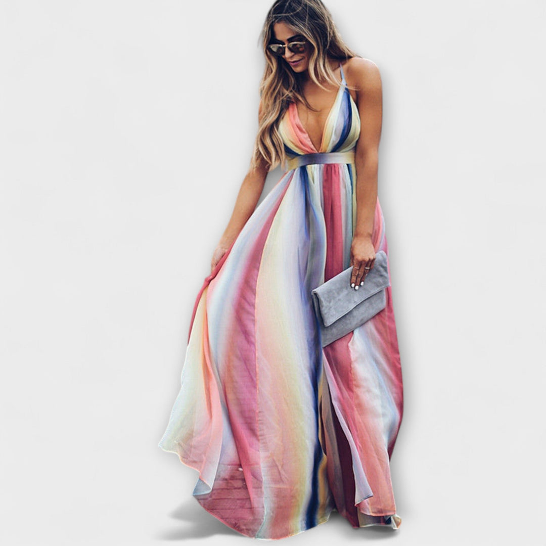 Marini | Abito a righe multicolore elegante