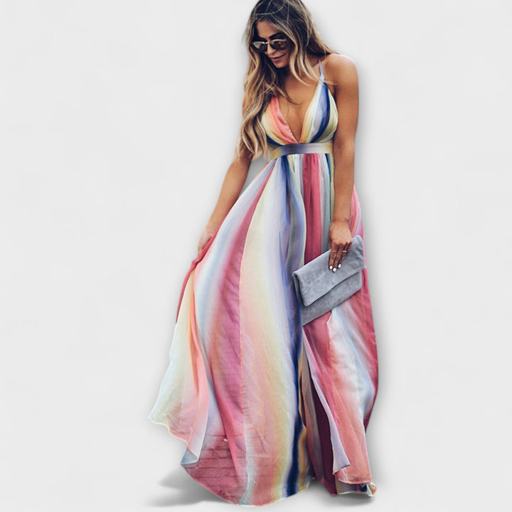 Marini | Abito a righe multicolore elegante