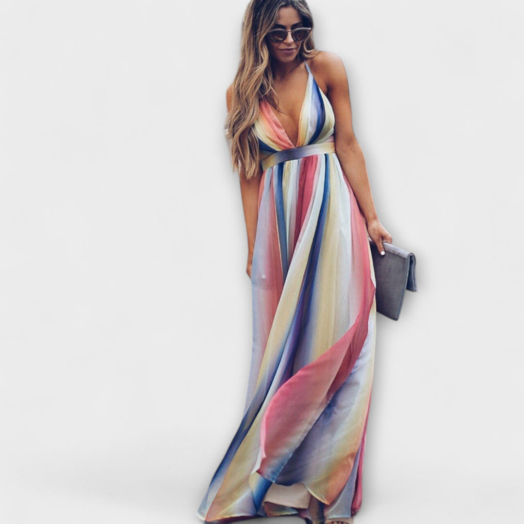 Marini | Abito a righe multicolore elegante