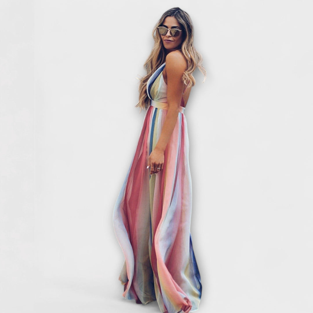 Marini | Abito a righe multicolore elegante