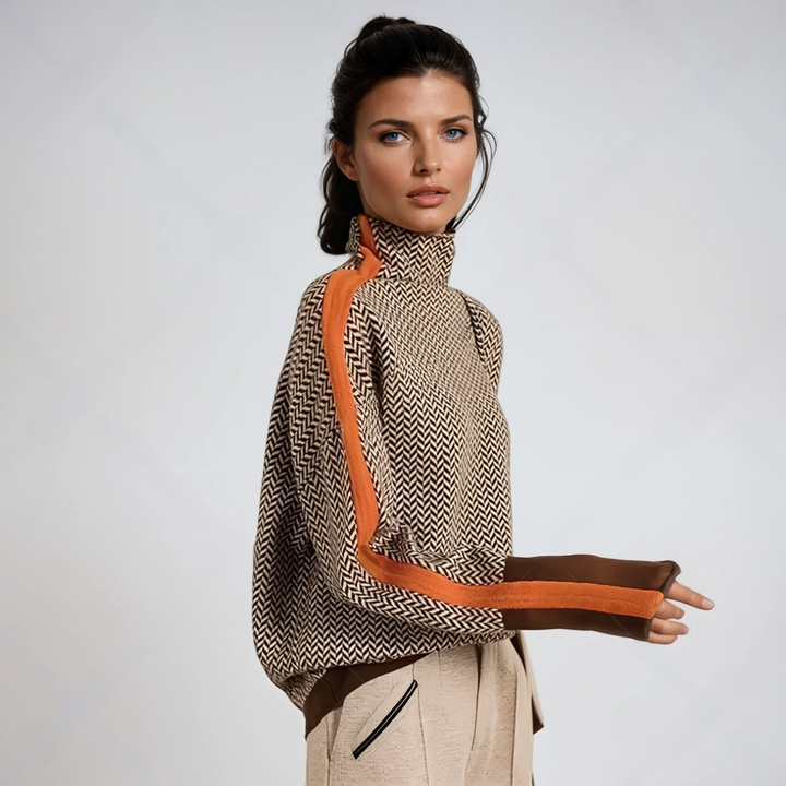 Malou™ | Maglione con collo alto e strisce a contrasto