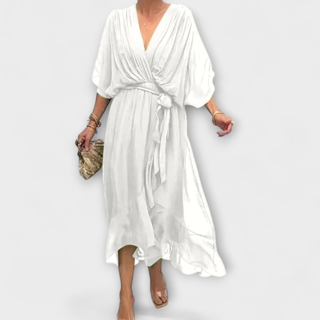 Marini | Abito in chiffon con scollatura