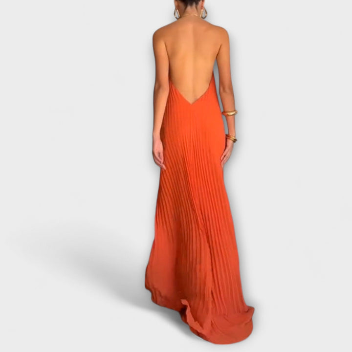 Marini | Abito elegante con scollatura plissè