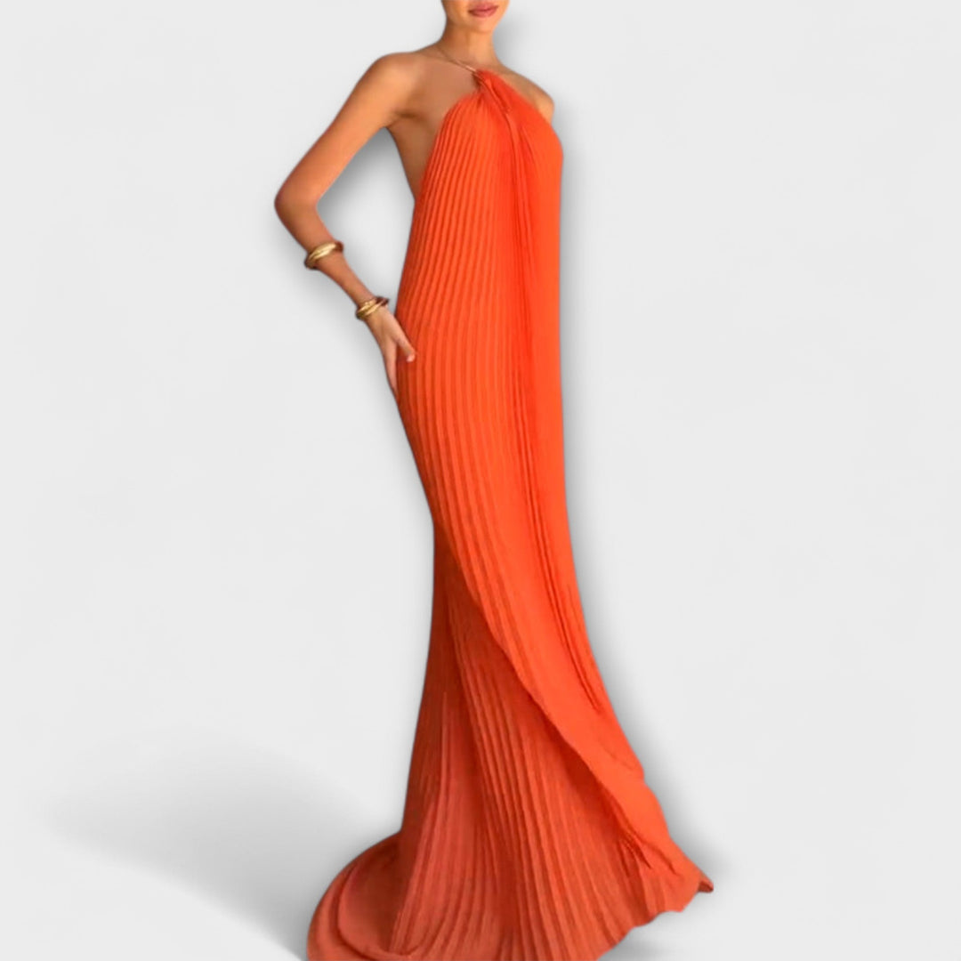 Marini | Abito elegante con scollatura plissè