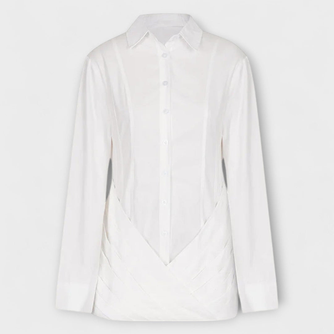 Marini | Abito camicia bianco plissettato