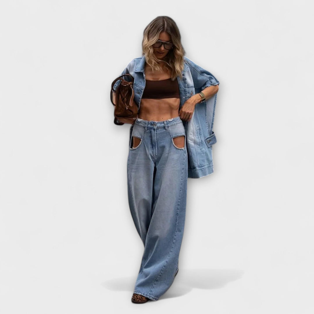 Marini | Set in denim senza maniche