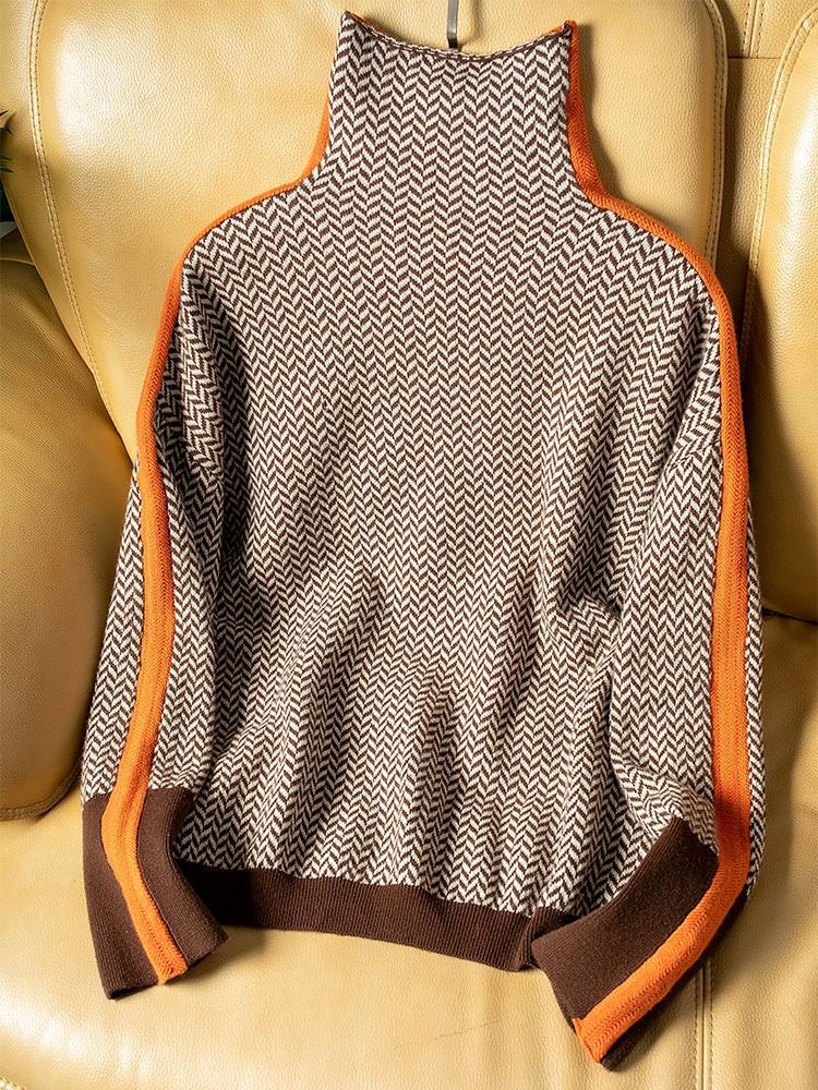 Malou™ | Maglione con collo alto e strisce a contrasto
