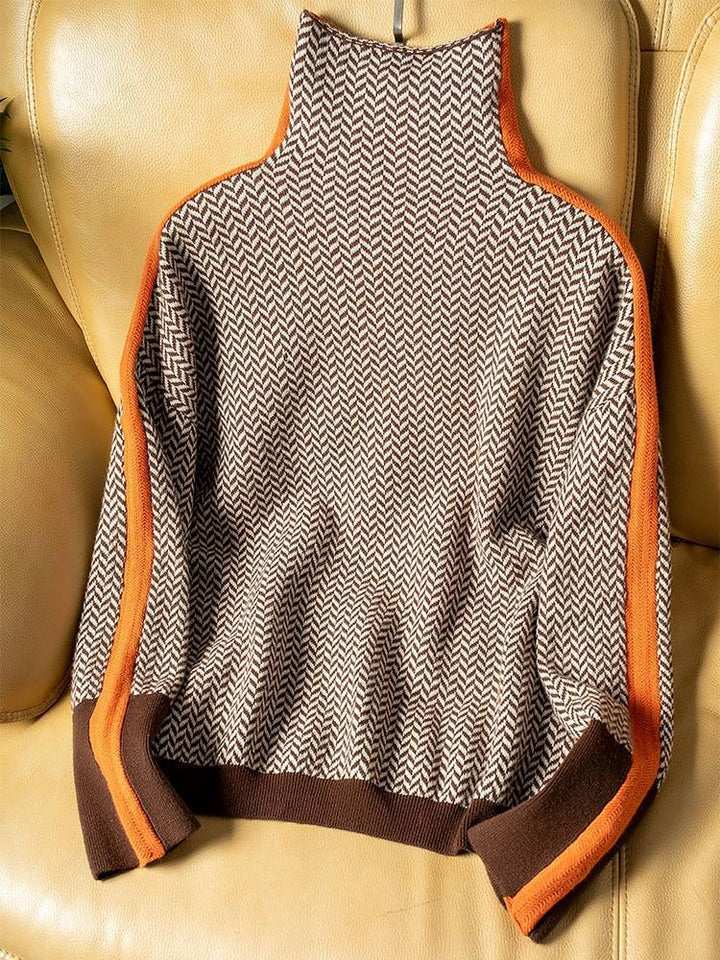 Malou™ | Maglione con collo alto e strisce a contrasto