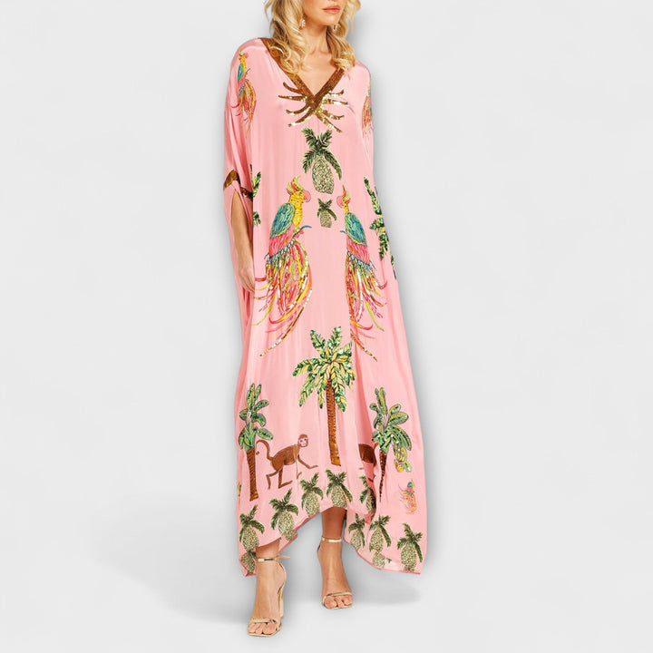 Marini | Abito elegante con stampa palme