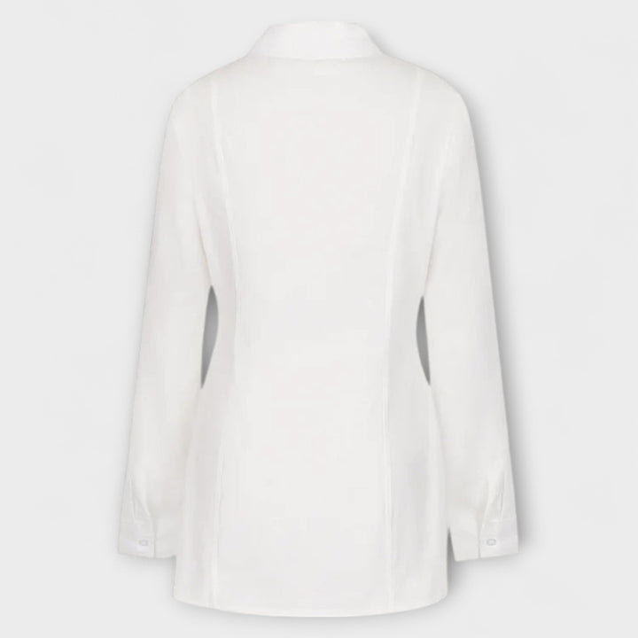 Marini | Abito camicia bianco plissettato