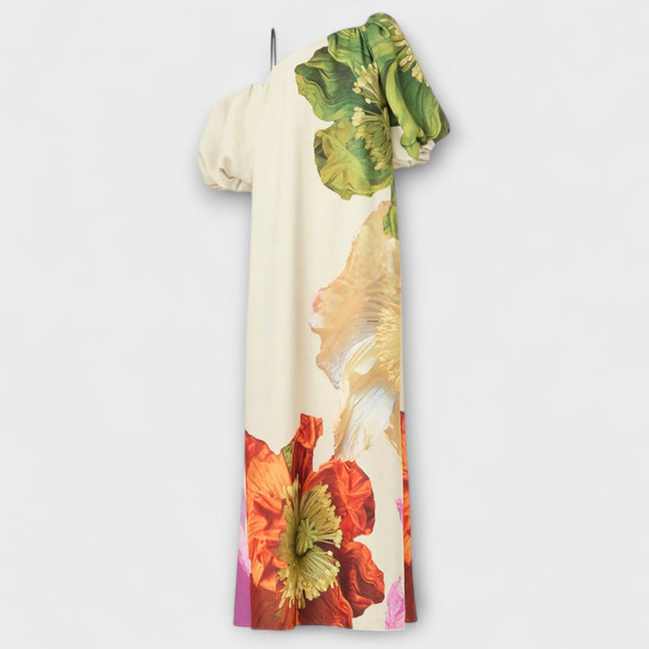 Marini | Abito floreale con scollo asimmetrico