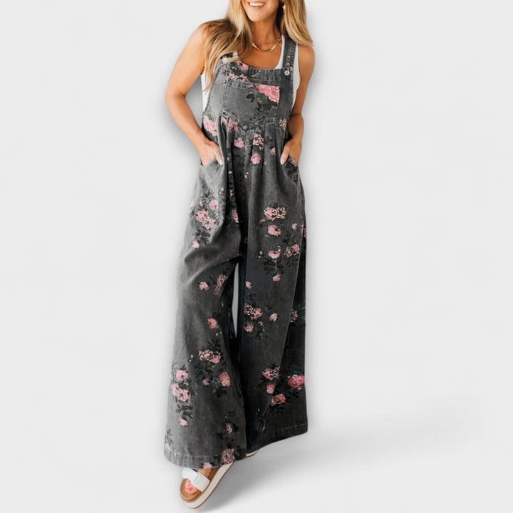 Marini | Salopette in denim floreale elegante