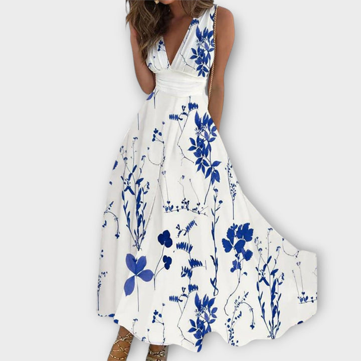 Marini | Vestito floreale con scollatura