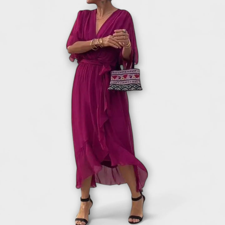 Marini | Abito in chiffon con scollatura