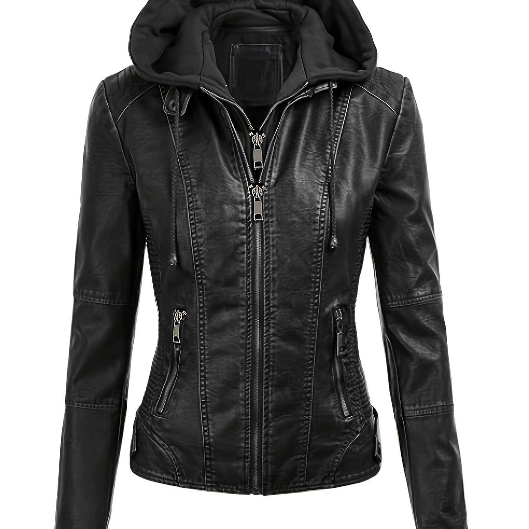 Marini | Giacca nera con cappuccio femminile