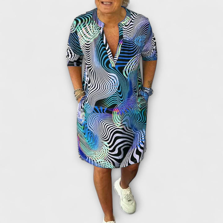 Marini | Vestito colorato con scollatura a V