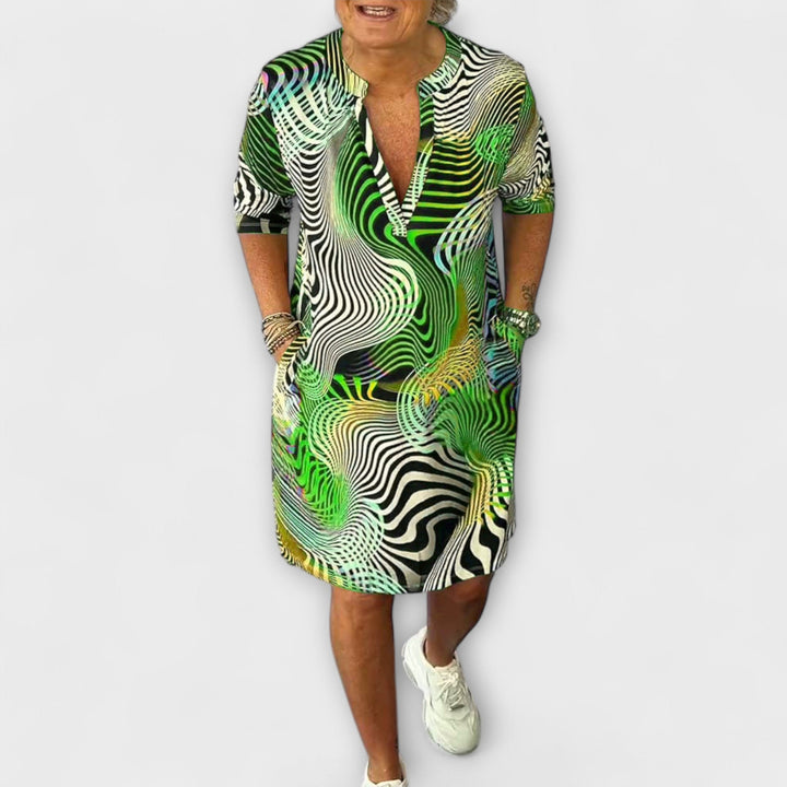 Marini | Vestito colorato con scollatura a V
