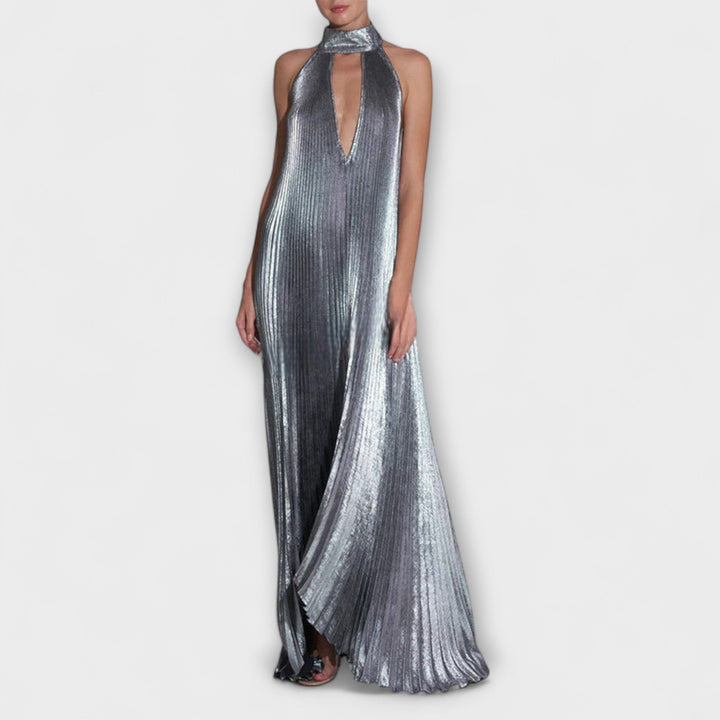 Marini | Vestito lungo in tessuto metallico
