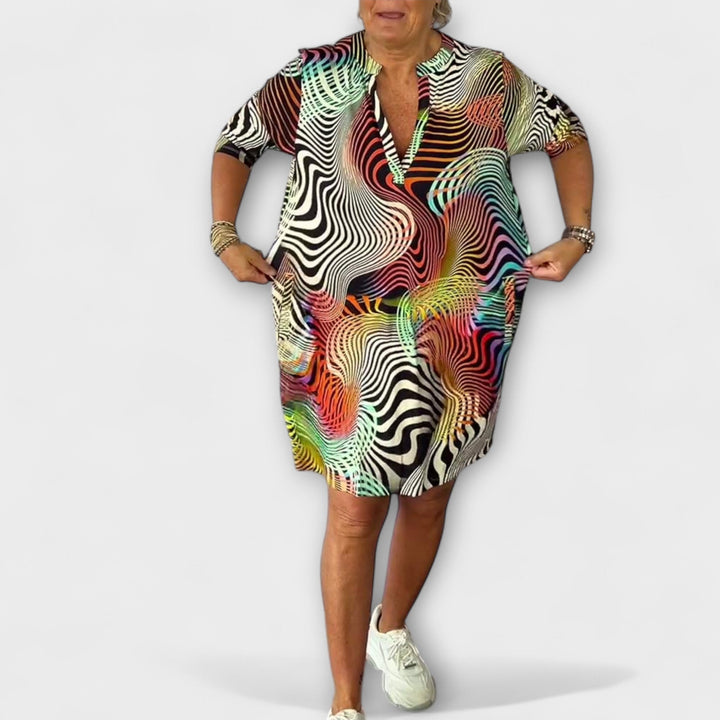 Marini | Vestito colorato con scollatura a V