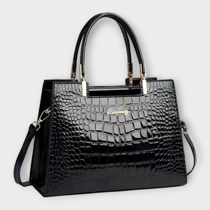 Lora. - Glossy Crocodile Pattern Handbag