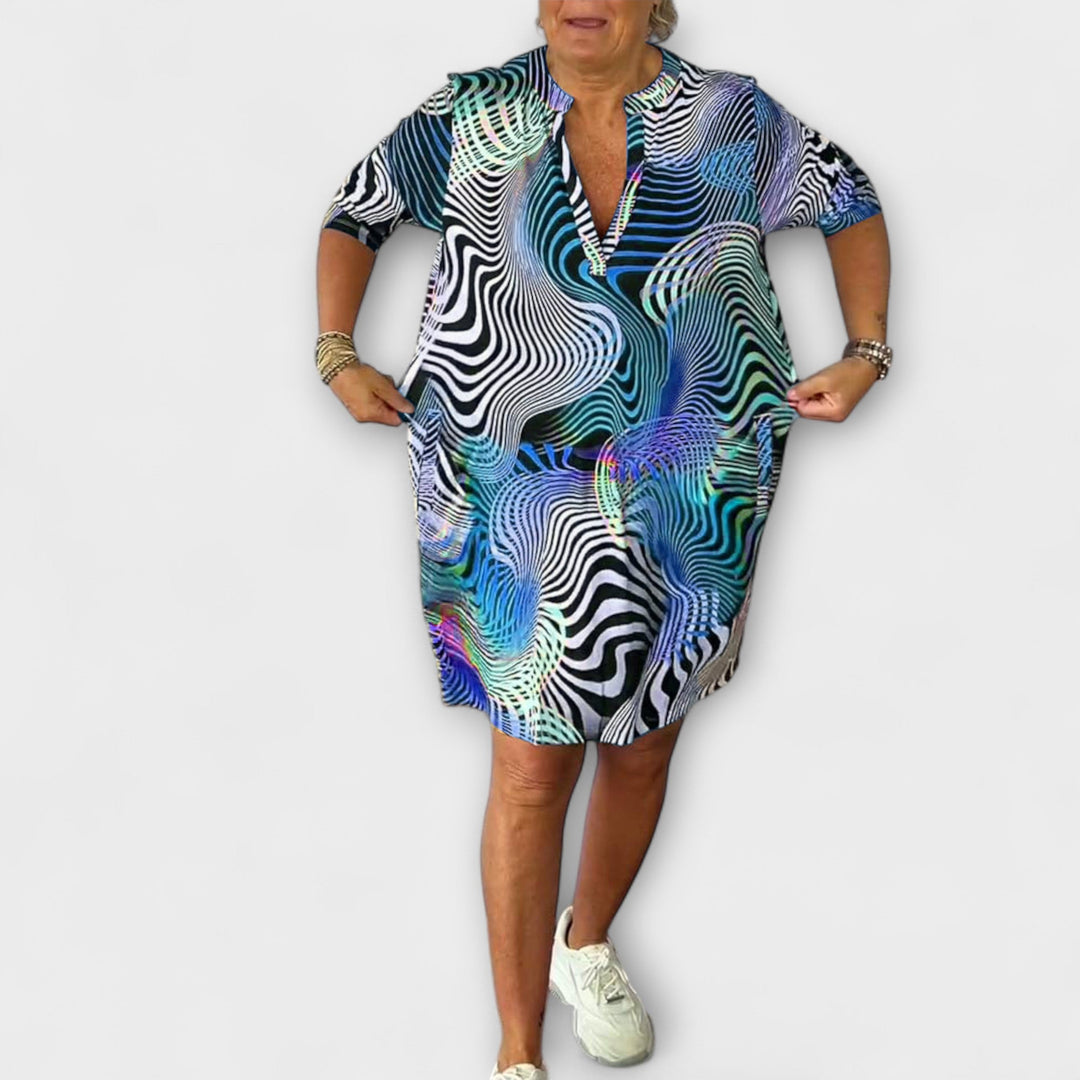 Marini | Vestito colorato con scollatura a V