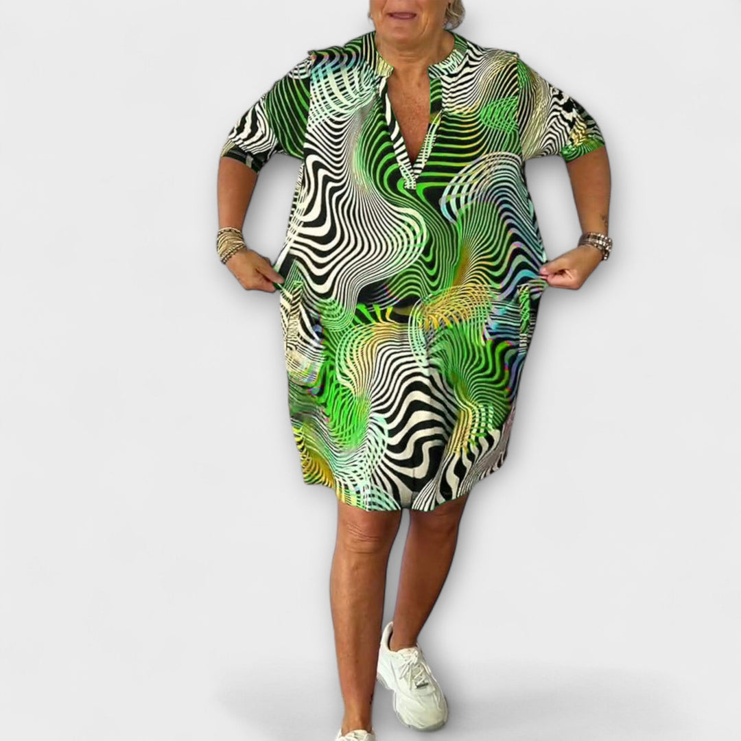 Marini | Vestito colorato con scollatura a V