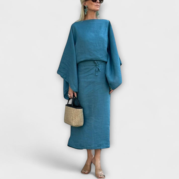Marini | Raffinato abito kimono in lino