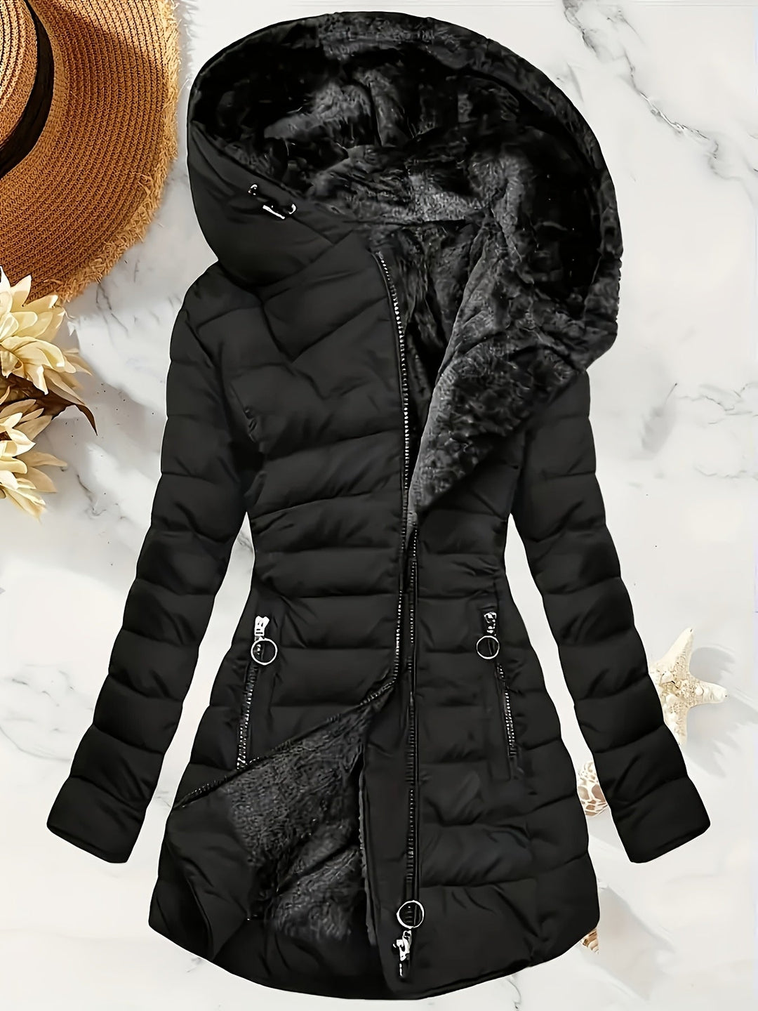 Marini | Giacca lunga con cappuccio elegante