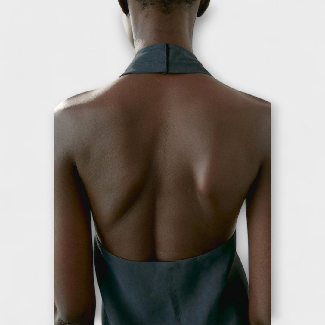 Marini | Top blu con scollo halter
