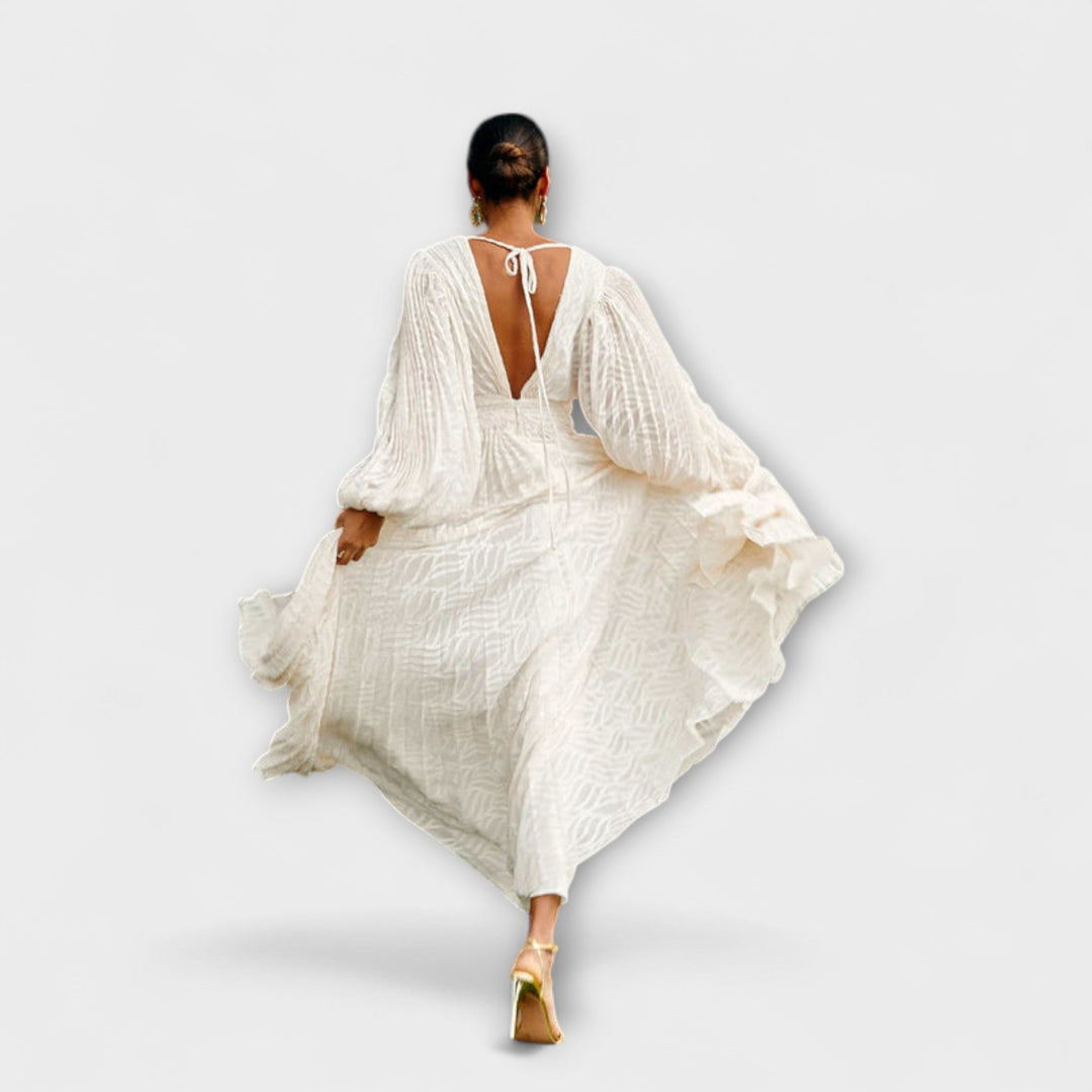 Marini | Raffinato abito maxi in crema