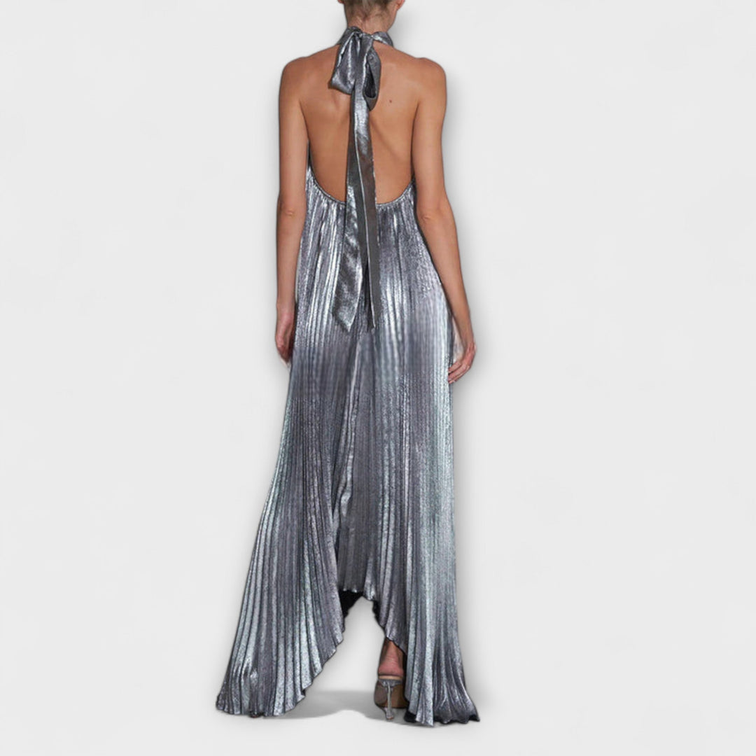 Marini | Vestito lungo in tessuto metallico