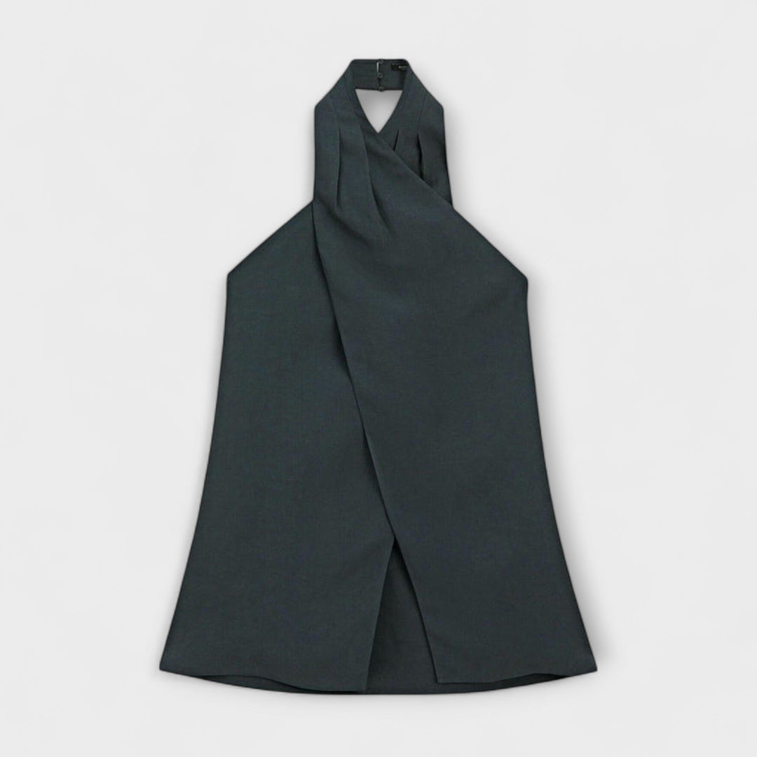 Marini | Top blu con scollo halter